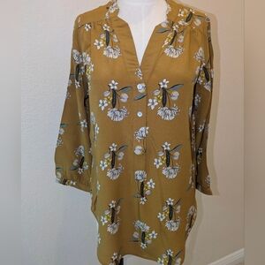Amour Vert Mustard Floral Blouse